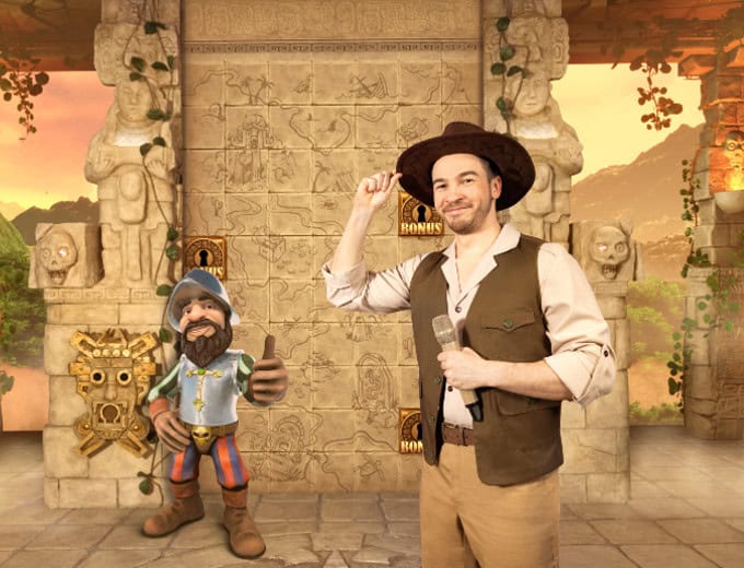 Gonzos Treasure Map male presenter find your casino